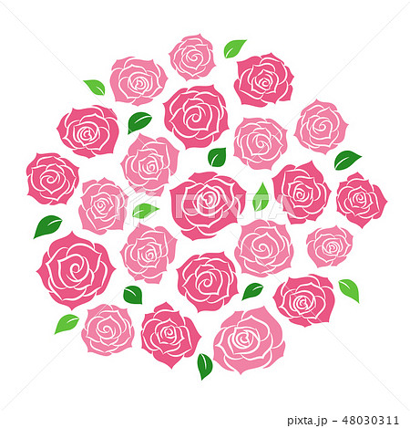 たくさんのピンクのバラ 花束のイラスト素材 48030311 Pixta