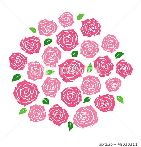 Bouquet Of Many Pink Roses Stock Illustration