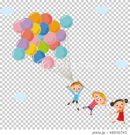 風船を持って飛んでる子供 風船を持って飛んでる子供 48030743