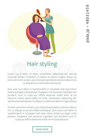Hair Styling Poster Woman Sitting and Hairdresser Hair Styling Poster Woman Sitting and Hairdresser 48031459