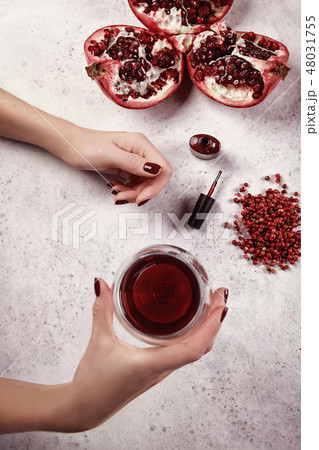 Girl paints her nails the gel Polish. 48031755