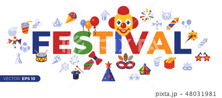 Digital vector carnival and circus simple icons 48031981