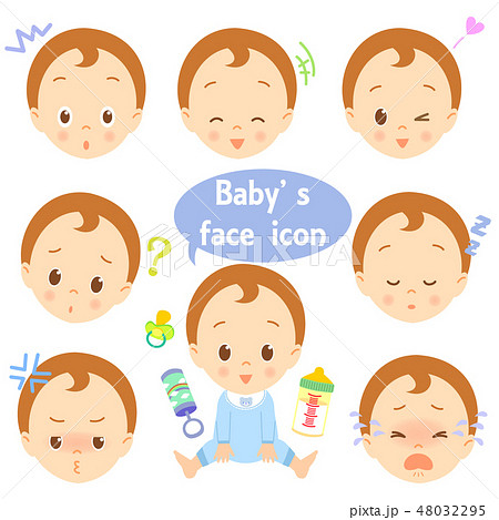 赤ちゃん　顔　アイコン　セット　01 48032295