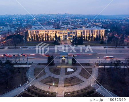 Aerial drone view of chisinau city center at night Aerial drone view of chisinau city center at night 48032349