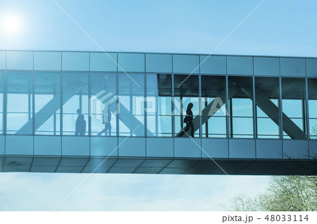 business silhouettes in transparent bridge 48033114