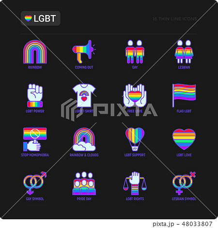 LGBT thin line icons set LGBT thin line icons set 48033807