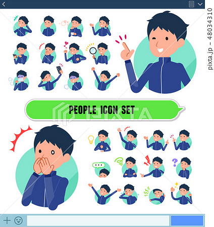 flat type school boy Blue jersey_icon 48034310