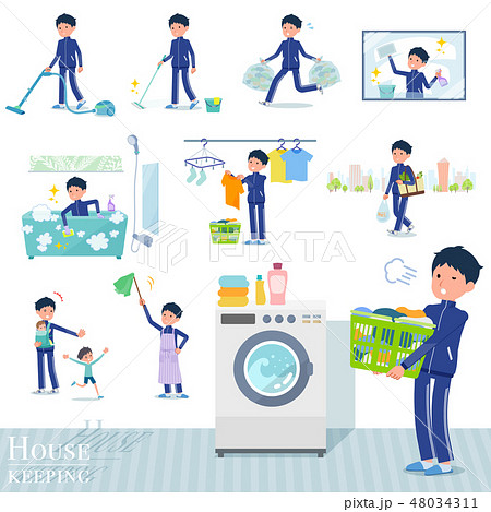 flat type school boy Blue jersey_housekeeping 48034311