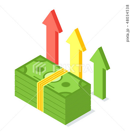 Pile of Banknotes, American Dollars Notes Arrows 48034538