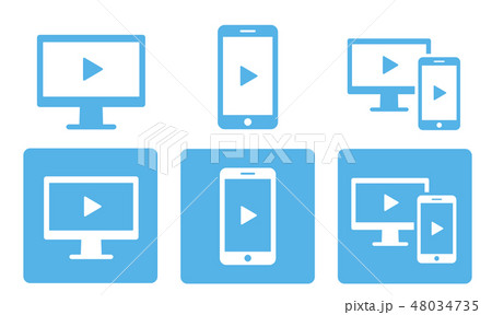 パソコン スマホ 動画セットのイラスト素材