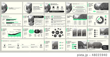 Presentation template. Green elements for slide presentations on a white background. Use also as a 48035940
