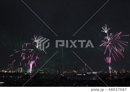 レーザーとコラボする足立の花火(2018年) レーザーとコラボする足立の花火(2018年) 48037087