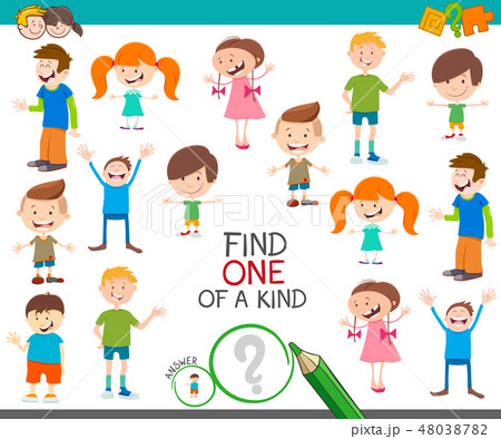 one of a kind game with funny cartoon children 48038782