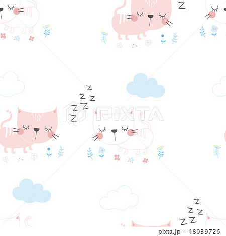 scandinavian pattern with cat 48039726