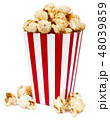 Isolated popcorn in square striped bucket 48039859