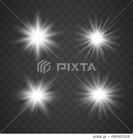 Set of Glowing Light Stars  48040509
