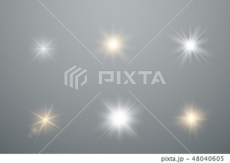 Set of Glowing Light Stars  48040605