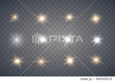 Set of Glowing Light Stars  48040819