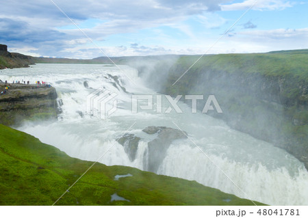 Gullfoss falls in summer season view, Iceland Gullfoss falls in summer season view, Iceland 48041781
