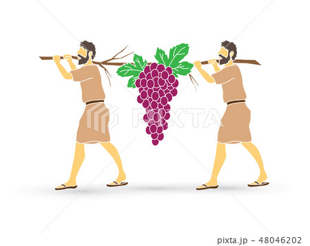 Two spies of Israel carrying grapes of Canaan  Two spies of Israel carrying grapes of Canaan  48046202