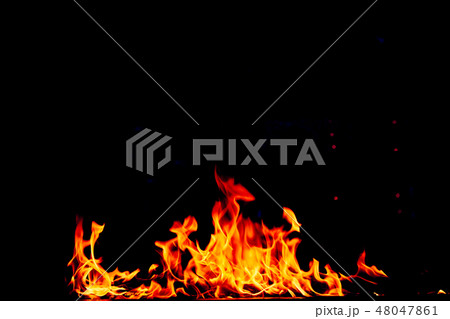 Fire flames on a black background Fire flames on a black background 48047861