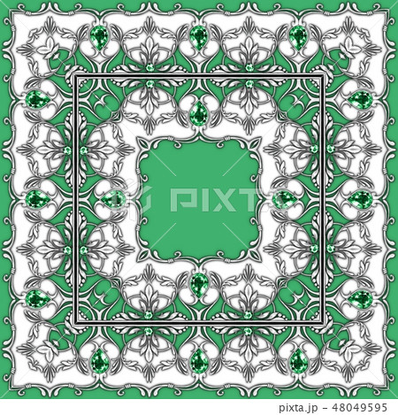 Square composition with silver scrolls 48049595