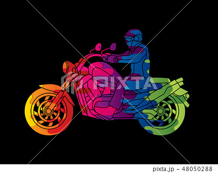 A man riding motorbike outline stroke graphic A man riding motorbike outline stroke graphic 48050288