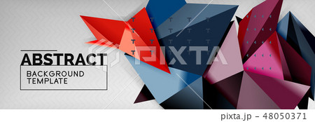 Mosaic triangular 3d shapes composition, geometric modern background. Triangles and polygons design 48050371