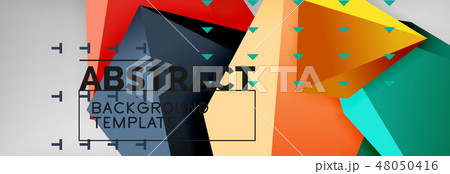 Bright colorful triangular poly 3d composition, abstract geometric background, minimal design 48050416