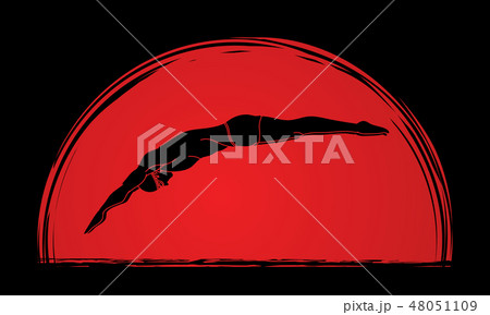 Man jumping into swimming pool graphic vector 48051109