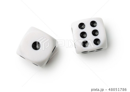 Top view of two white dices Top view of two white dices 48051786