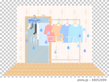 洗濯物の室内干しイラスト 湿気 洗濯物の室内干しイラスト 湿気 48052099