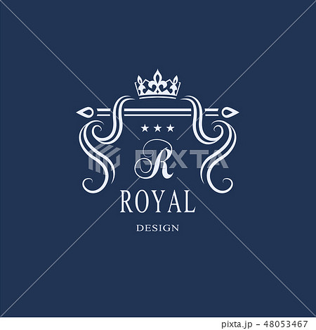 Line art luxury logo. Royal style. Letter emblem R Line art luxury logo. Royal style. Letter emblem R 48053467