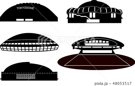 五大ドームシルエットのイラスト素材