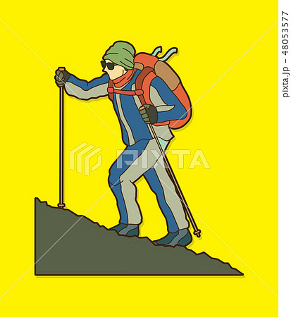 A man hiking on the mountain graphic vector A man hiking on the mountain graphic vector 48053577