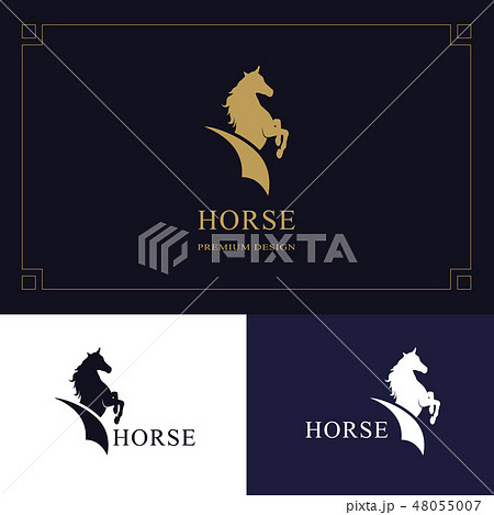 Horse Logo King Stallion In Jump Racehorse Headのイラスト素材