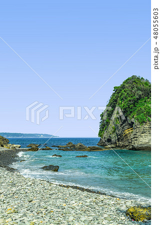 伊豆下田　田牛サンドスキー場の海岸の景色 48055603