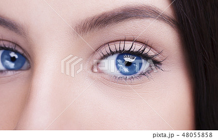 Beautiful insightful look blue woman's eyes. Beautiful insightful look blue woman's eyes. 48055858
