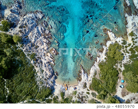 Beautiful beach top aerial view drone shot 48055970
