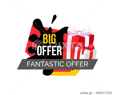 Big Fantastic Offer Shopping Tag with Gift Boxes Big Fantastic Offer Shopping Tag with Gift Boxes 48057205