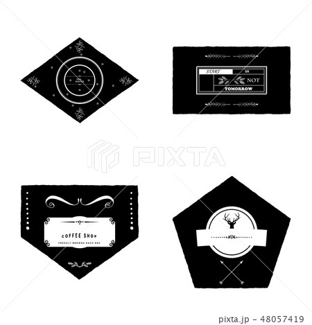Retro Vintage Insignias or Logotypes set with floral elements and ribbons. Vector design elements Retro Vintage Insignias or Logotypes set with floral elements and ribbons. Vector design elements 48057419