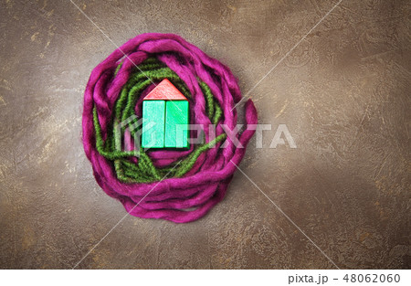 Wooden nest on dark background Wooden nest on dark background 48062060
