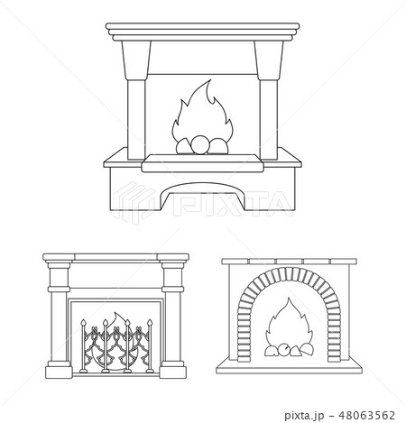 Different kinds of fireplaces outline icons in set collection for design.Fireplaces construction Different kinds of fireplaces outline icons in set collection for design.Fireplaces construction 48063562