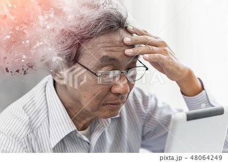 Asian elder lost memory from dementia or alzheimer 48064249