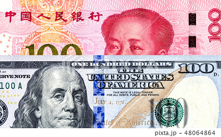 Chinese yuan banknote and american dollar Chinese yuan banknote and american dollar 48064864