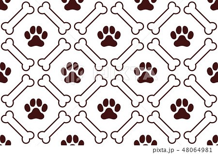 ホネと犬の足跡のパターン Paw Prints Dog Bone Pattern Vectoのイラスト素材