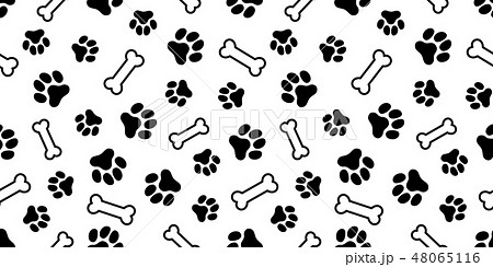 ホネと犬の足跡のパターン Paw Prints Dog Bone Pattern Vectoのイラスト素材
