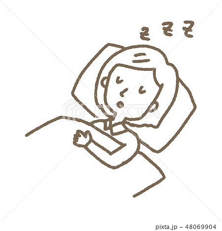 寝る女性 線画 シリーズ のイラスト素材