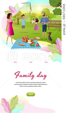 Family Day Cartoon Vector Landing Page Template 48071068
