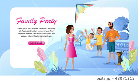 Family Outdoor Party Cartoon Vector Landing Page 48071315